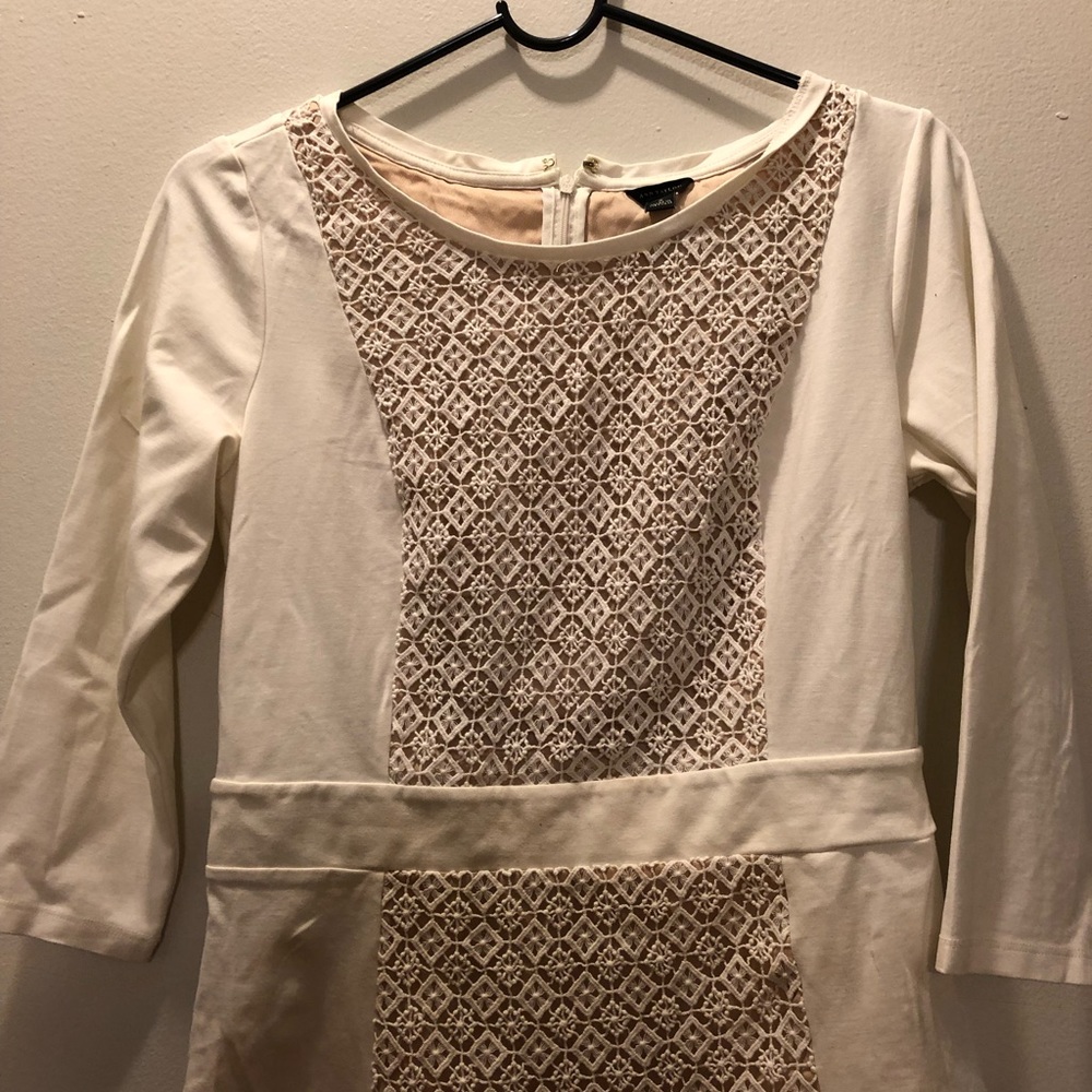 Ivory and tan blouse
